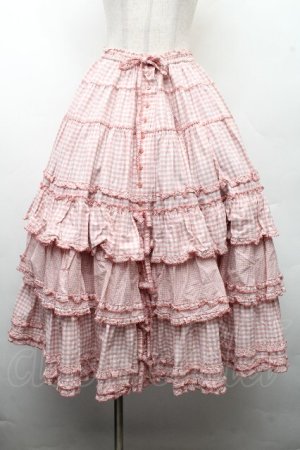 画像: PINK HOUSE / ギンガムチェックパッチワークフリルスカート F ピンク S-26-03-17-053-LO-SK-SZ-ZS