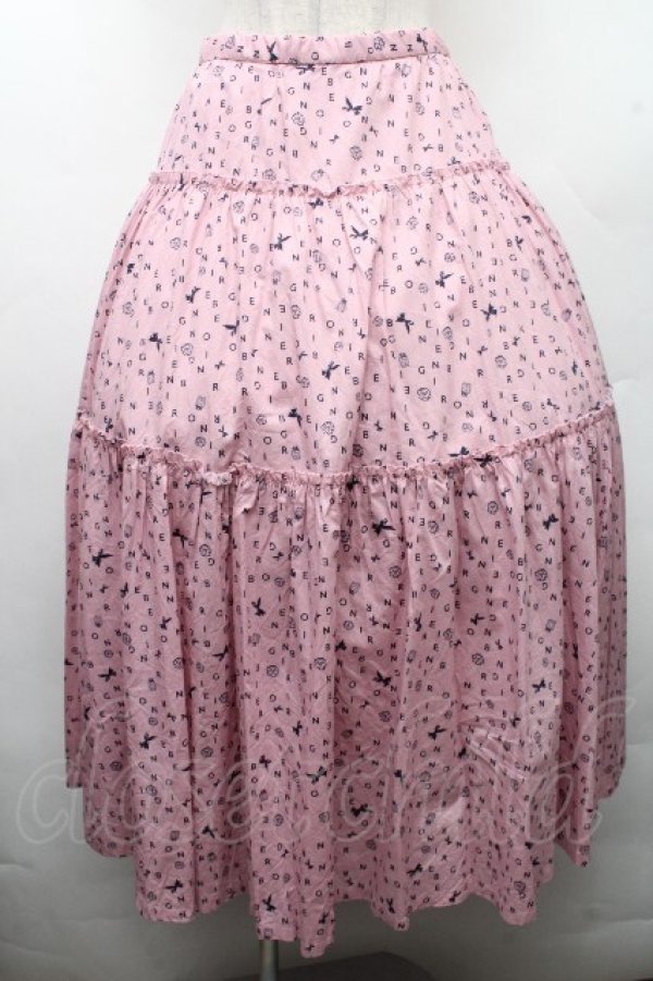 画像1: INGEBORG / ランダムロゴpt.ティアードスカート 3(9号) ピンク S-26-03-17-054-LO-SK-SA-ZS (1)