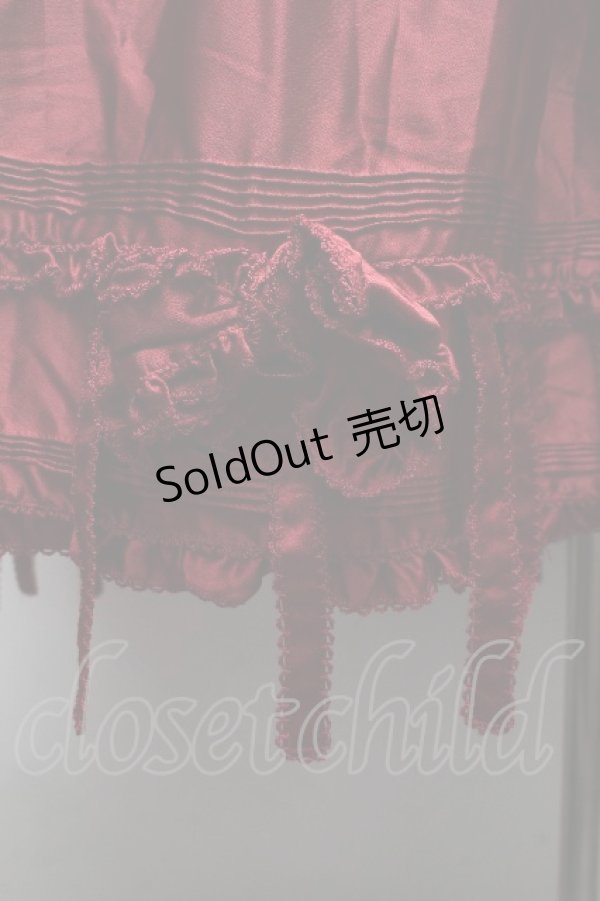 画像3: WONDERFUL WORLD / 裾リボンピンタックサテンスカート  ボルドー S-26-03-17-058-LO-SK-SA-ZS (3)