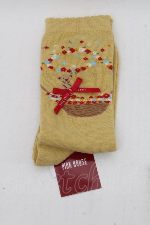 画像1: PINK HOUSE / フラワーバスケットテディソックス  イエロー S-26-03-17-010-LO-ZA-HR-ZS (1)