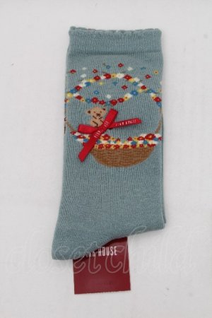 画像: PINK HOUSE / フラワーバスケットテディソックス  ミント S-26-03-17-013-LO-ZA-HR-ZS