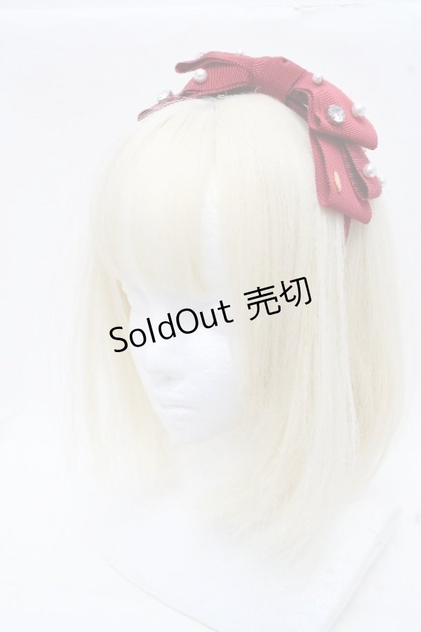 画像1: Angelic Pretty / Twinkleビジューリボンカチューシャ  ワイン S-26-03-17-017-AP-AC-SZ-ZS (1)