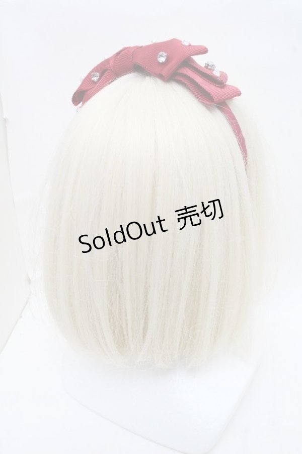 画像2: Angelic Pretty / Twinkleビジューリボンカチューシャ  ワイン S-26-03-17-017-AP-AC-SZ-ZS (2)