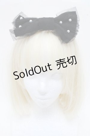 画像: Angelic Pretty / チュールリボンパールバレッタ  黒 S-26-03-17-023-AP-AC-SZ-ZS