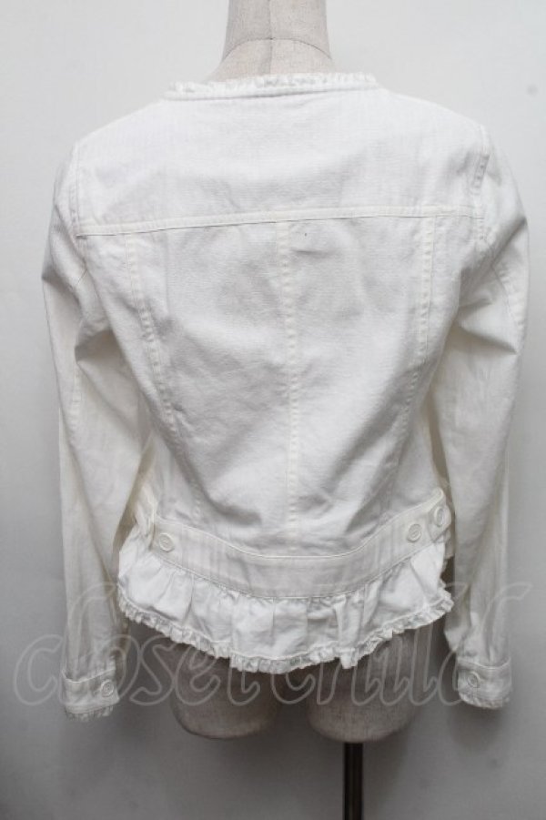 画像2: PINK HOUSE / すみれ刺繍入りデニムジャケット F ホワイト S-26-03-17-030-LO-JA-SZ-ZS (2)