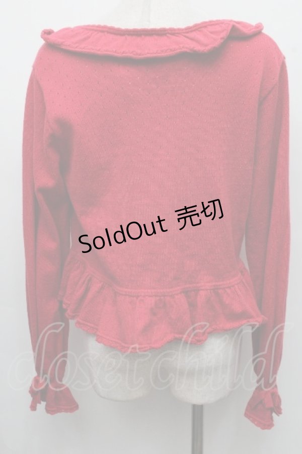 画像2: PINK HOUSE / フリルニットカーディガン  赤 S-26-03-17-037-LO-TO-AS-ZS (2)