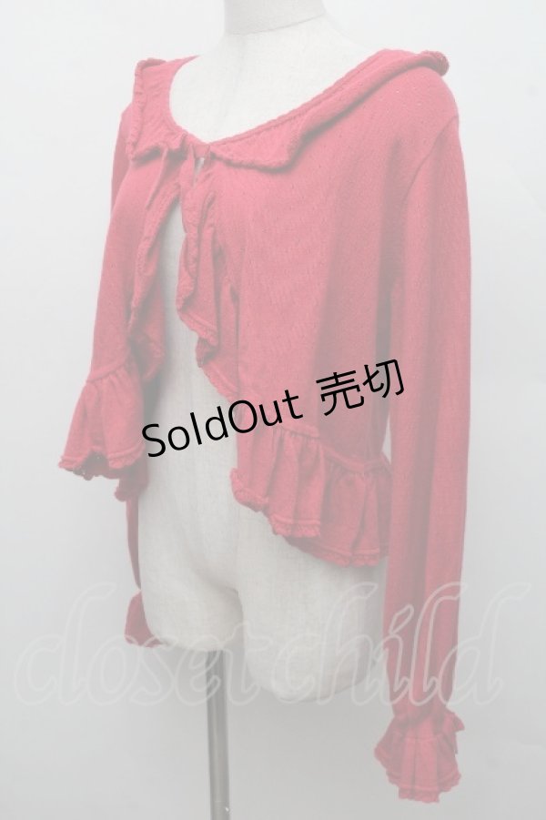 画像3: PINK HOUSE / フリルニットカーディガン  赤 S-26-03-17-037-LO-TO-AS-ZS (3)