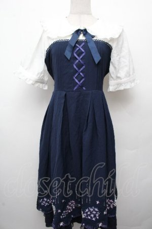 画像: Amavel / あじさいと雨露のワンピース  紺 S-26-03-19-033-CA-OP-AS-ZS