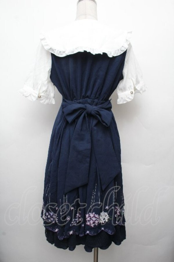 画像2: Amavel / あじさいと雨露のワンピース  紺 S-26-03-19-033-CA-OP-AS-ZS (2)