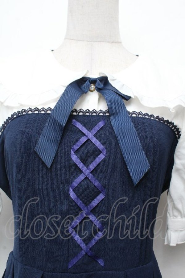 画像4: Amavel / あじさいと雨露のワンピース  紺 S-26-03-19-033-CA-OP-AS-ZS (4)