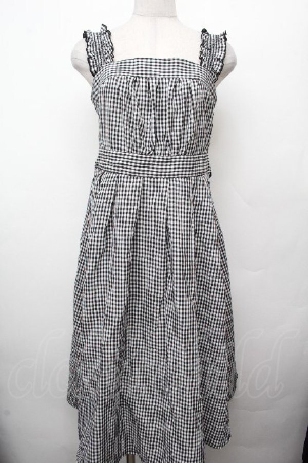 画像1: Fi.n.t / 肩ひもシャーリングロングワンピース  黒ｘ白 S-26-03-19-037-CA-OP-AS-ZS (1)