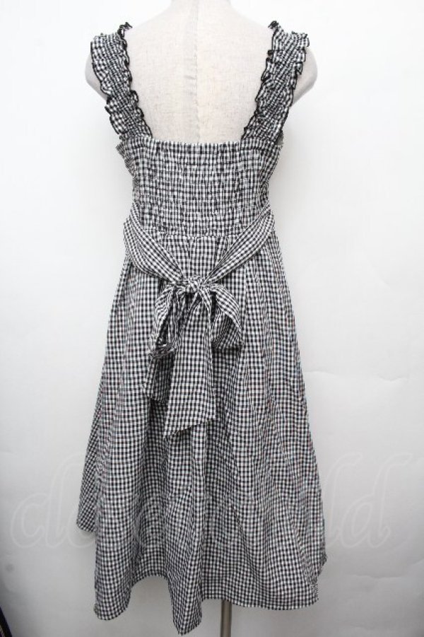 画像2: Fi.n.t / 肩ひもシャーリングロングワンピース  黒ｘ白 S-26-03-19-037-CA-OP-AS-ZS (2)