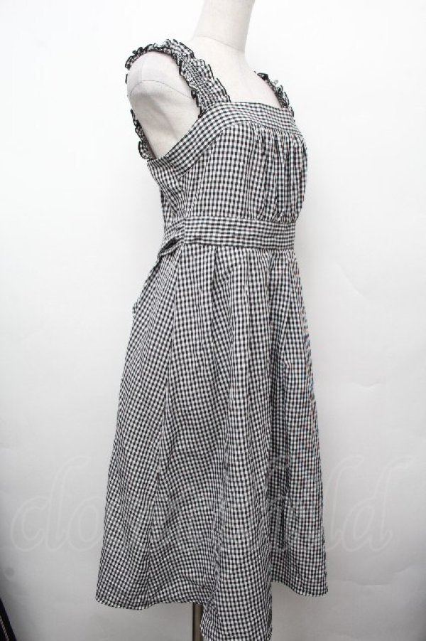 画像3: Fi.n.t / 肩ひもシャーリングロングワンピース  黒ｘ白 S-26-03-19-037-CA-OP-AS-ZS (3)