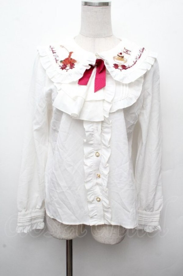 画像1: Amavel / 長袖フリルブラウス  白 S-26-03-19-005-CA-BL-AS-ZS (1)