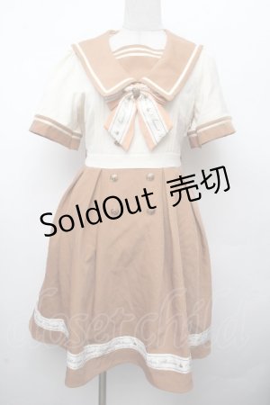 画像: Amavel / Message Ribbonセーラーワンピース  からし S-26-03-19-045-CA-OP-AS-ZS