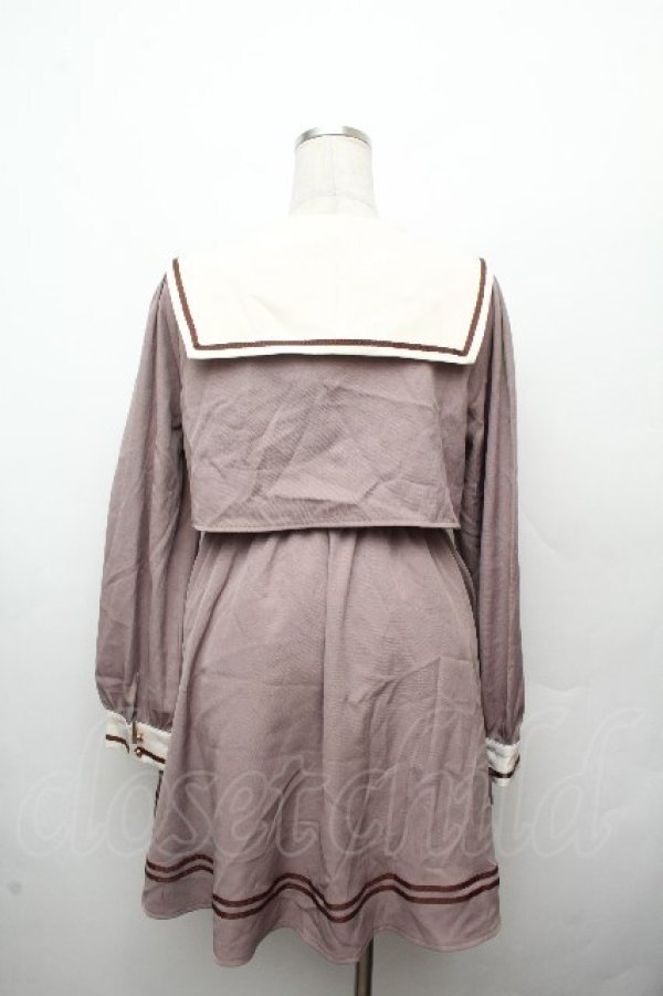 画像2: Amavel / ストライプセーラーワンピース  ベージュ S-26-03-19-046-CA-OP-AS-ZS (2)