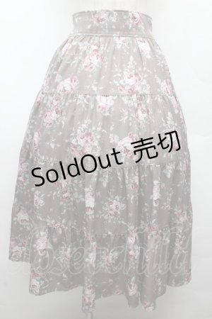 画像: axes femme / ブーケ柄スカート  カーキ S-26-03-19-053-AX-SK-HR-ZS