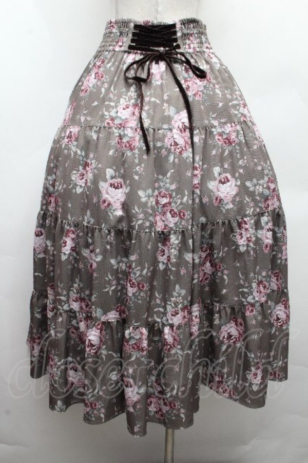 画像3: axes femme / ブーケ柄スカート  カーキ S-26-03-19-053-AX-SK-HR-ZS (3)