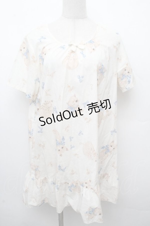 画像1: PINK HOUSE / リボンと猫チュニック  オフ S-26-03-19-009-LO-OP-AS-ZS (1)