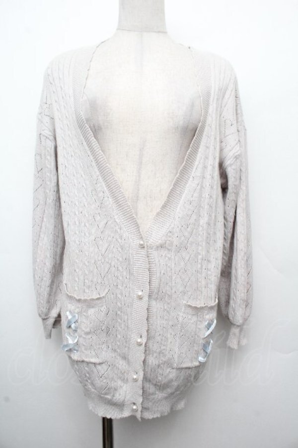 画像1: Amavel / ハート透かしあみロングカーディガン  グレー S-26-03-19-011-CA-TO-AS-ZS (1)