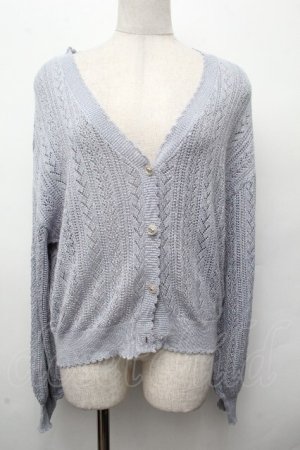 画像: axes femme POETIQUE / 透かし編みニットカーデ  サックス S-26-03-19-015-AX-TO-AS-ZS