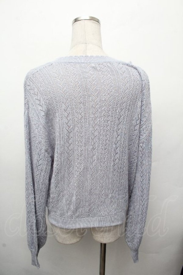 画像2: axes femme POETIQUE / 透かし編みニットカーデ  サックス S-26-03-19-015-AX-TO-AS-ZS (2)