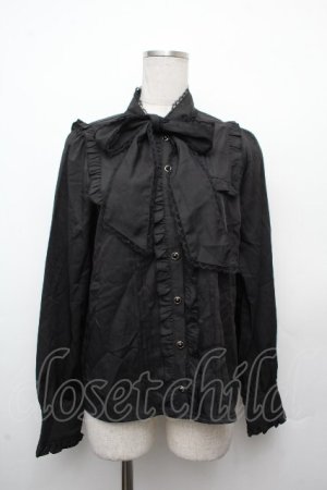 画像: Amavel / リボンラインブラウス  黒 S-26-03-19-022-CA-BL-AS-ZS