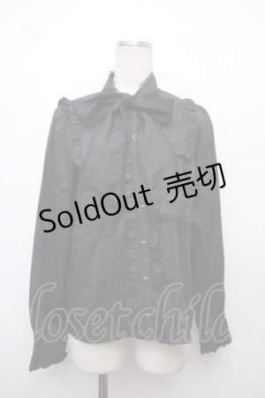 画像: Amavel / リボンラインブラウス  黒 S-26-03-19-022-CA-BL-AS-ZS