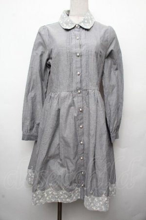 画像: axes femme / チュールレース使いシャツワンピース  ブルー S-26-03-19-028-AX-OP-HR-ZS