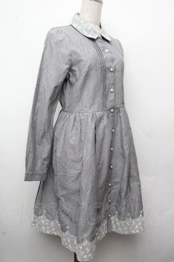 画像3: axes femme / チュールレース使いシャツワンピース  ブルー S-26-03-19-028-AX-OP-HR-ZS (3)