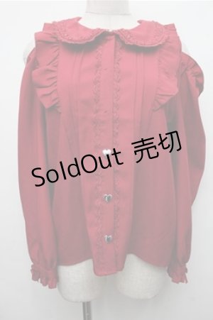 画像: DearMyLove / はしごレースフリルハートビジューオフショルブラウス L 赤 S-26-03-21-037-EL-BL-AS-ZS