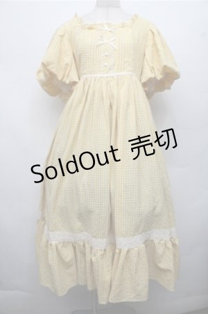 画像: 中国ロリータ / ギンガムワンピース XL イエロー S-26-03-21-042-LO-OP-AS-ZS