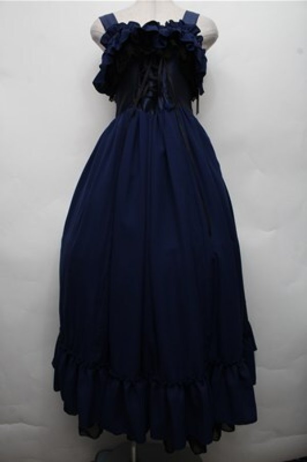 画像1: ATELIER PIERROT / ロングバッスルジャンパースカート  青 S-26-03-21-043-EL-OP-AS-ZS (1)