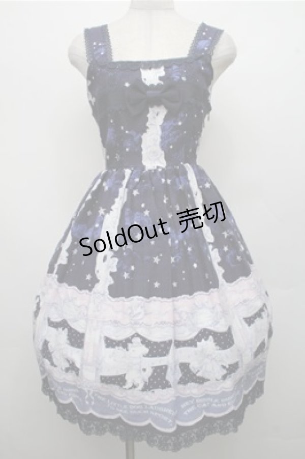 画像1: BABY,THE STARS SHINE BRIGHT / 星空のマザーグース柄ジャンパースカートII  紺 S-26-03-21-044-BA-OP-AS-ZS (1)