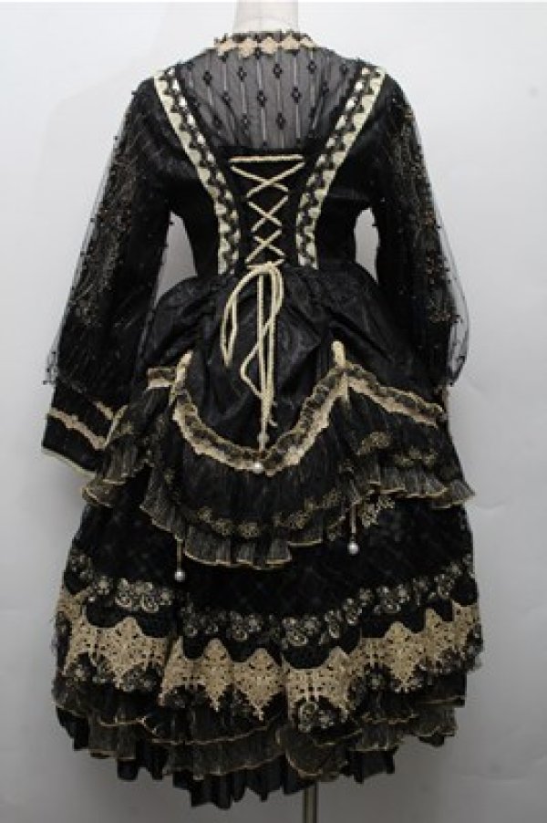 画像2: 中国ロリータ / ジャガードドレス  黒 S-26-03-21-048-LO-OP-AS-ZS (2)