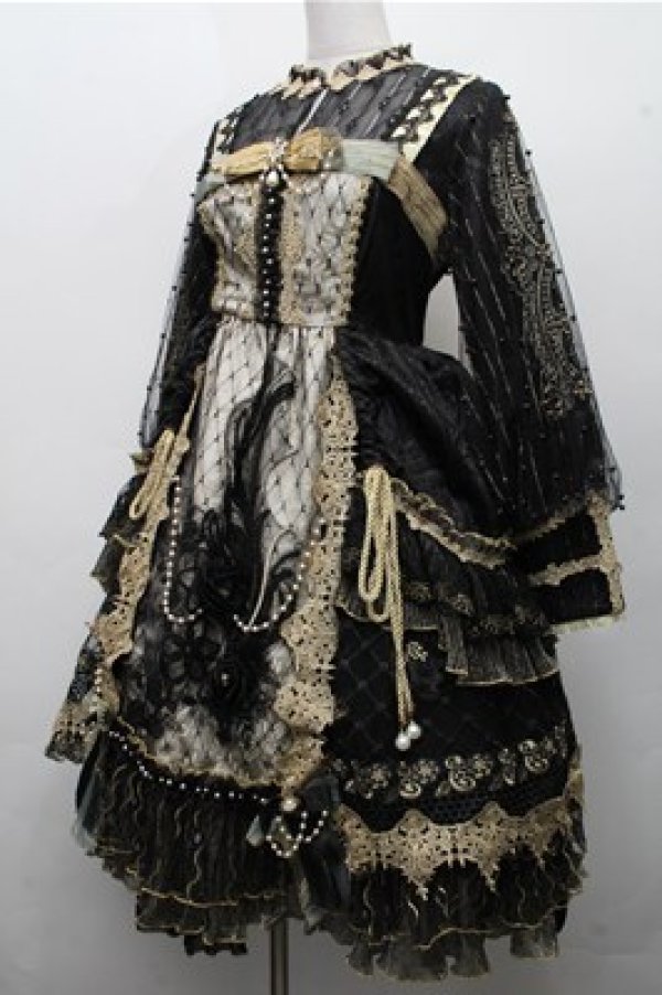 画像3: 中国ロリータ / ジャガードドレス  黒 S-26-03-21-048-LO-OP-AS-ZS (3)