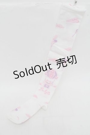 画像: BABY,THE STARS SHINE BRIGHT / くみゃちゃんのふわふわお空でTea Party柄オーバーニーソックス  白ｘピンク S-26-03-21-012-BA-ZA-HR-ZS