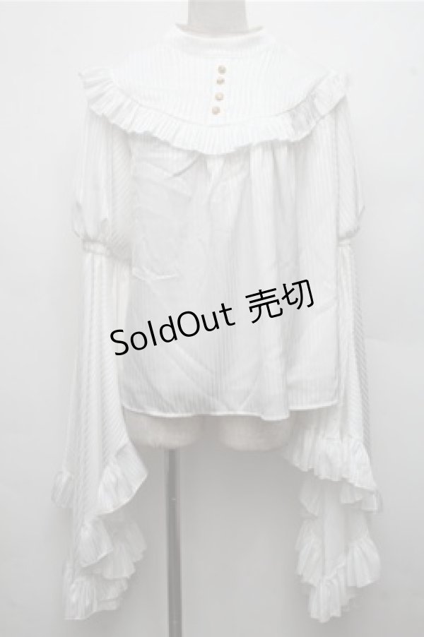画像1: LOLITA / ストライプ姫袖ブラウス  白 S-26-03-21-026-LO-BL-AS-ZS (1)