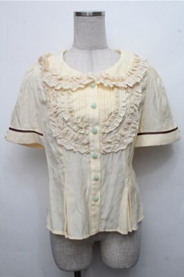 画像1: Hoshibako Works / ハートボタンブラウス  イエロー S-26-03-21-029-LO-BL-AS-ZS (1)