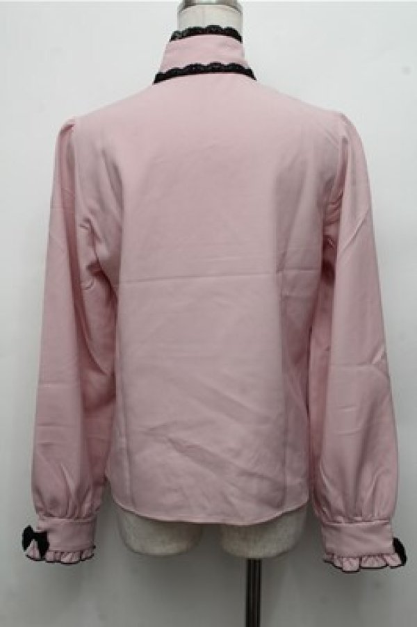 画像2: DearMyLove / レースふちどりボウタイリボンフリルブラウス L ピンク S-26-03-21-031-EL-BL-AS-ZS (2)