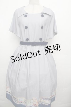 画像: Fi.n.t / マリン釦マルセイユプリントワンピース  グレー S-26-03-23-035-CA-OP-AS-ZS