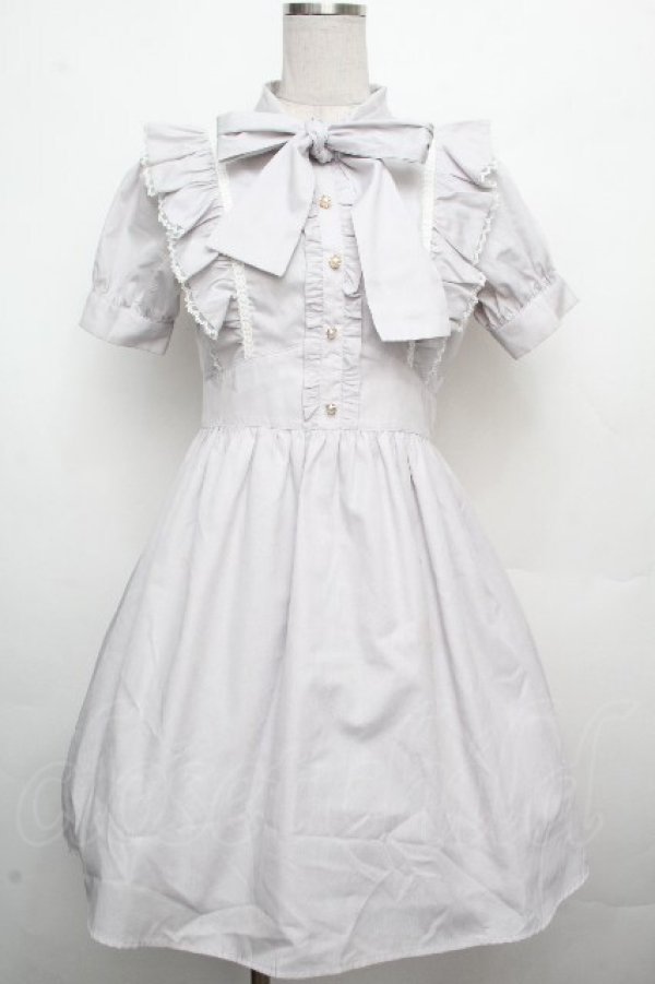 画像1: Ank Rouge / ボウタイフリルワンピース  グレー S-26-03-23-036-CA-OP-HR-ZS (1)