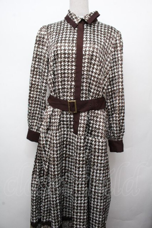 画像1: axes femme NOSTALGIE / 千鳥ワンピース  ブラウン S-26-03-23-038-AX-OP-AS-ZS (1)