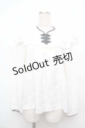 画像: axes femme / チャイナ釦ジャカードブラウス  白 S-26-03-23-005-AX-BL-AS-ZS