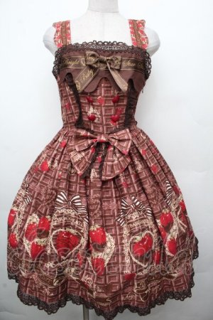 画像: BABY,THE STARS SHINE BRIGHT / Strawberry Loves Chocolate柄ジャンパースカートI  ブラウン S-26-03-23-043-BA-OP-AS-ZS