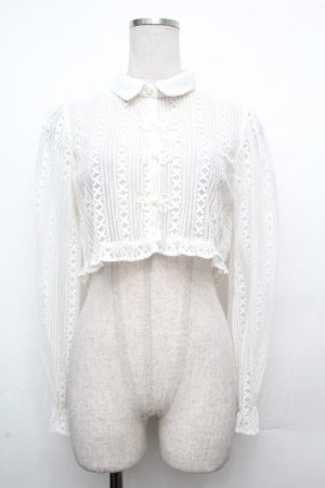 画像: axes femme POETIQUE / チャイナボタンレースブラウス  白 S-26-03-23-006-AX-BL-AS-ZS