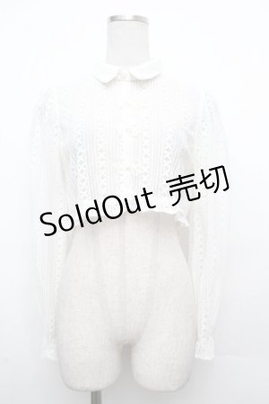 画像: axes femme POETIQUE / チャイナボタンレースブラウス  白 S-26-03-23-006-AX-BL-AS-ZS