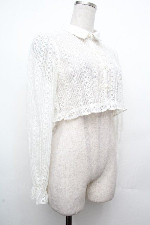 画像3: axes femme POETIQUE / チャイナボタンレースブラウス  白 S-26-03-23-006-AX-BL-AS-ZS (3)