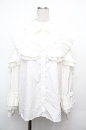 画像: axes femme purple label / プリーツフリルブラウス  白 S-26-03-23-002-LO-BL-AS-ZS