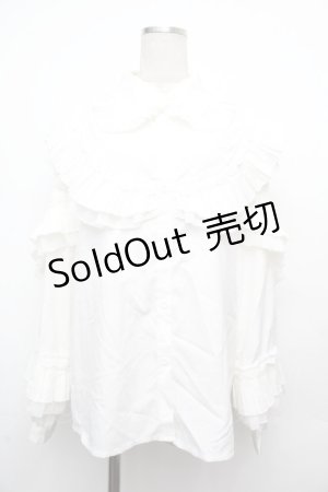 画像: axes femme purple label / プリーツフリルブラウス  白 S-26-03-23-002-LO-BL-AS-ZS